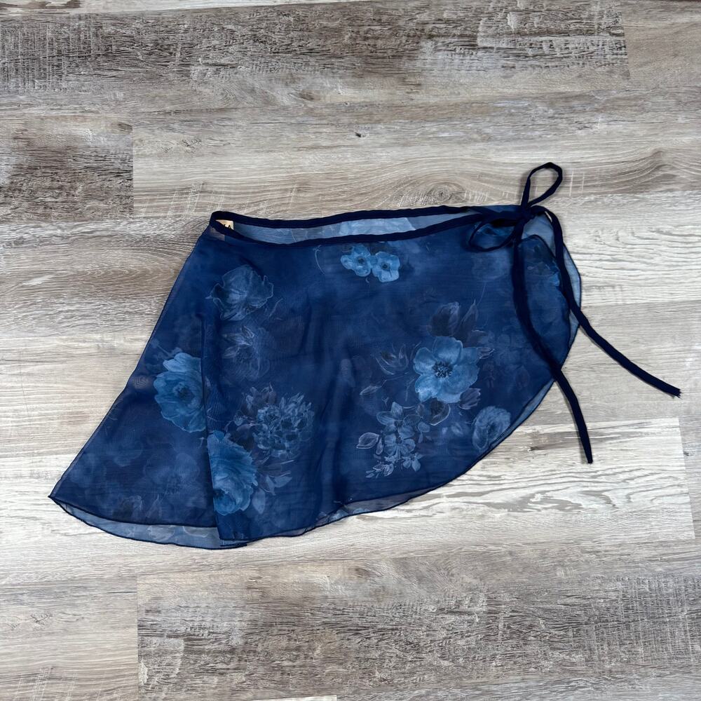 Vintage Y2K Mirella Sheer Floral Mesh Wrap Skirt Beach Swim Cover Up Balletcore